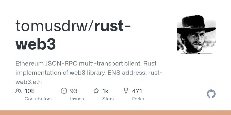 GitHub - tomusdrw/rust-web3: Ethereum JSON-RPC multi-transport client. Rust implementation of web3 library.  ENS address: rust…