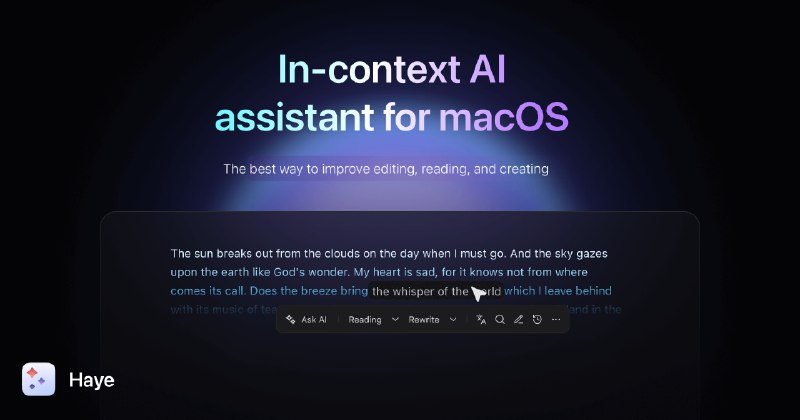 Haye AI - In-context AI writing assistant for macOS