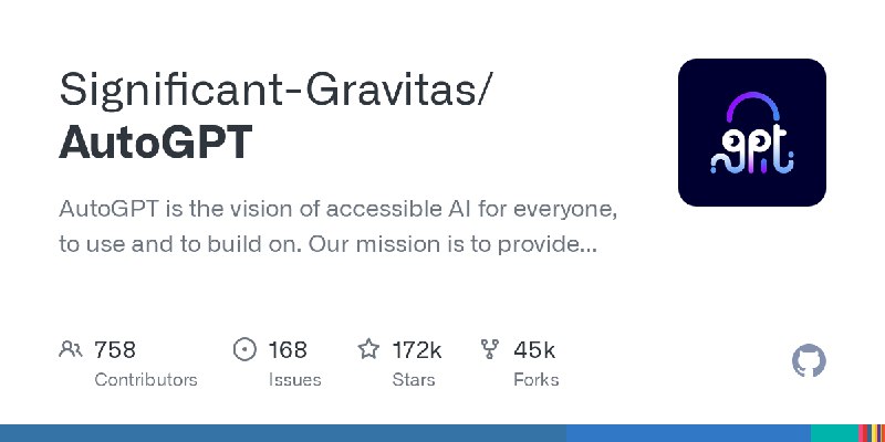 GitHub - Significant-Gravitas/AutoGPT: AutoGPT is the vision of accessible AI for everyone, to use and to build on. Our mission…