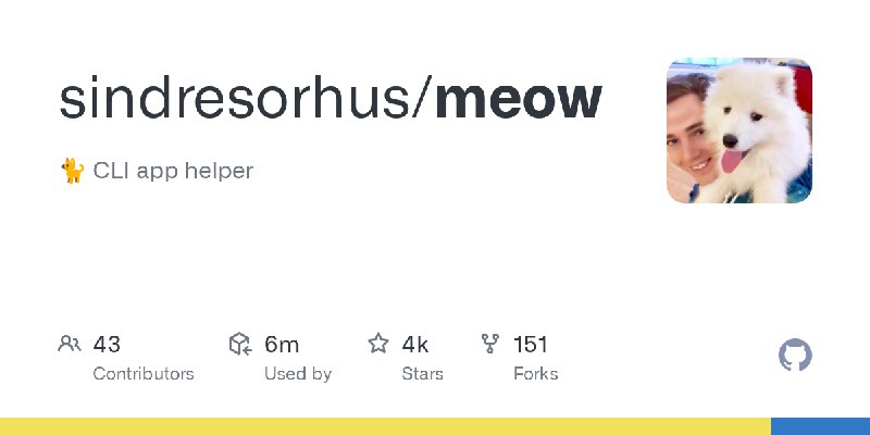 GitHub - sindresorhus/meow: 🐈 CLI app helper