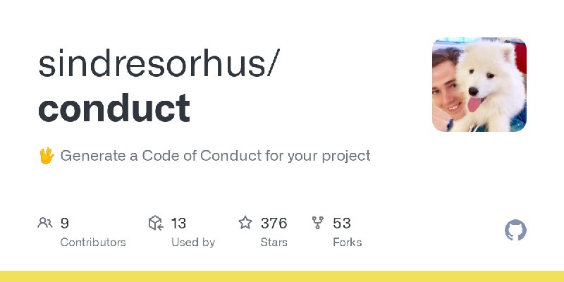 GitHub - sindresorhus/conduct: 🖖 Generate a Code of Conduct for your project