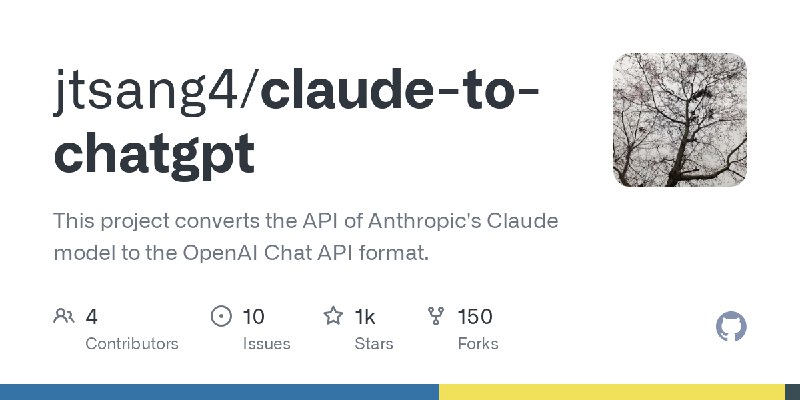 GitHub - jtsang4/claude-to-chatgpt: This project converts the API of Anthropic's Claude model to the OpenAI Chat API format.