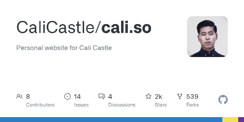 GitHub - CaliCastle/cali.so: Personal website for Cali Castle