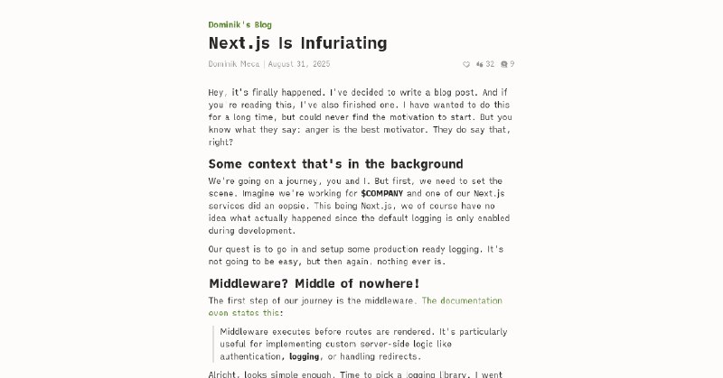 Next.js Is Infuriating - Dominik's Blog