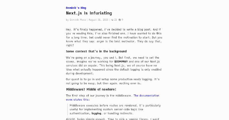 Next.js Is Infuriating - Dominik's Blog