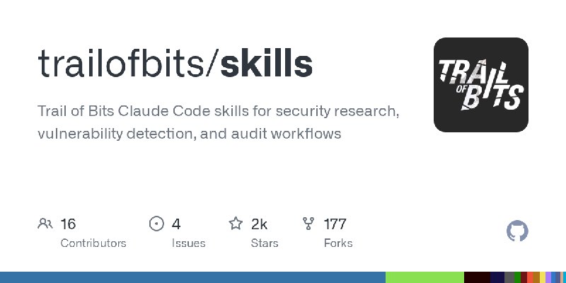 GitHub - trailofbits/skills: Trail of Bits Claude Code skills for security research, vulnerability detection, and audit workflows