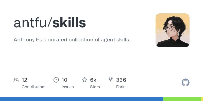 GitHub - antfu/skills: Anthony Fu's curated collection of agent skills.