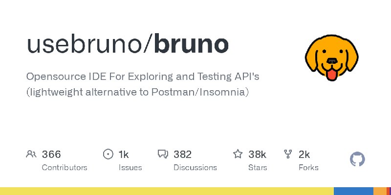 GitHub - usebruno/bruno: Opensource IDE For Exploring and Testing API's (lightweight alternative to Postman/Insomnia)