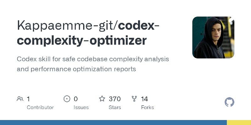 GitHub - Kappaemme-git/codex-complexity-optimizer: Codex skill for safe codebase complexity analysis and performance optimization…