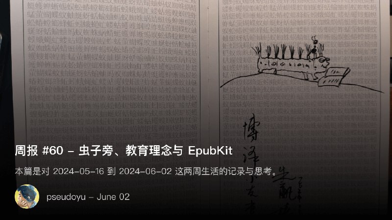 周报 #60 - 虫子旁、教育理念与 EpubKit