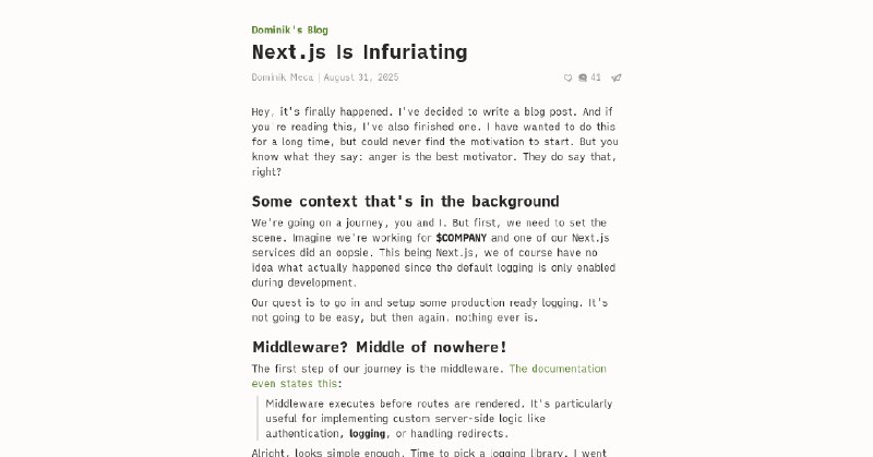 Next.js Is Infuriating - Dominik's Blog