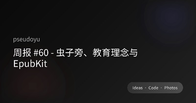 周报 #60 - 虫子旁、教育理念与 EpubKit