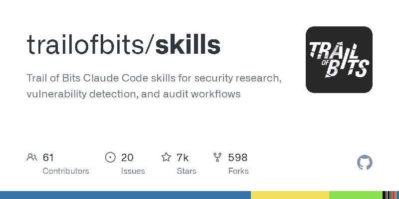 GitHub - trailofbits/skills: Trail of Bits Claude Code skills for security research, vulnerability detection, and audit workflows
