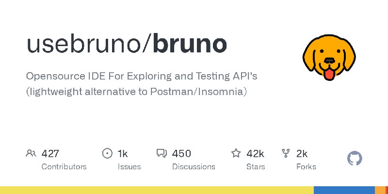 GitHub - usebruno/bruno: Opensource IDE For Exploring and Testing API's (lightweight alternative to Postman/Insomnia)