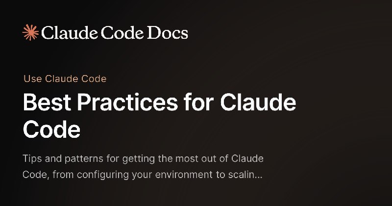 Best Practices for Claude Code - Claude Code Docs