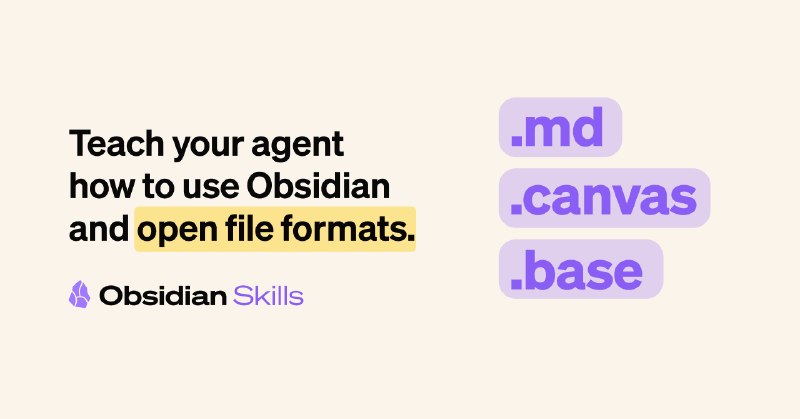 GitHub - kepano/obsidian-skills: Agent skills for Obsidian. Teach your agent to use Obsidian CLI and open formats including Markdown…