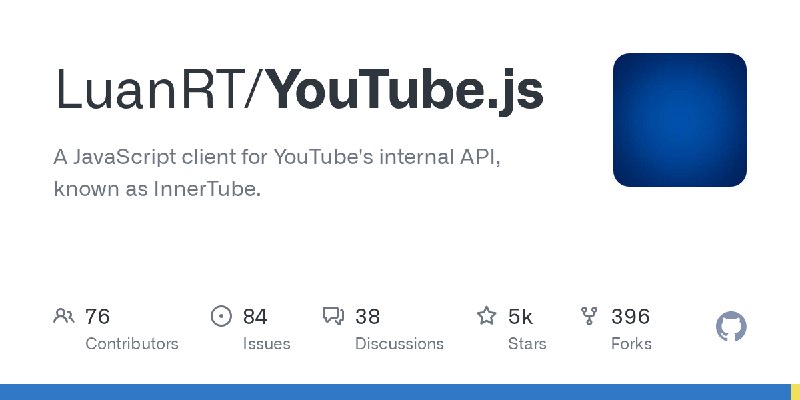 GitHub - LuanRT/YouTube.js: A JavaScript client for YouTube's internal API, known as InnerTube.