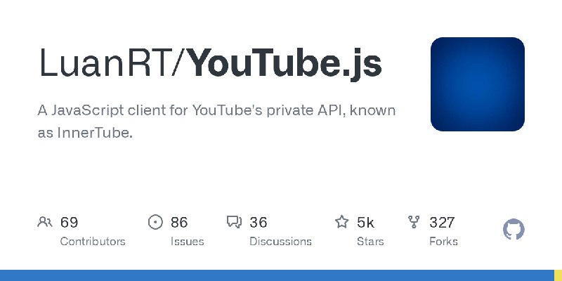 GitHub - LuanRT/YouTube.js: A JavaScript client for YouTube's private API, known as InnerTube.
