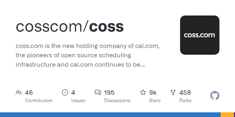 GitHub - cosscom/coss: coss.com is the new holding company of cal.com, the pioneers of open source scheduling infrastructure and…
