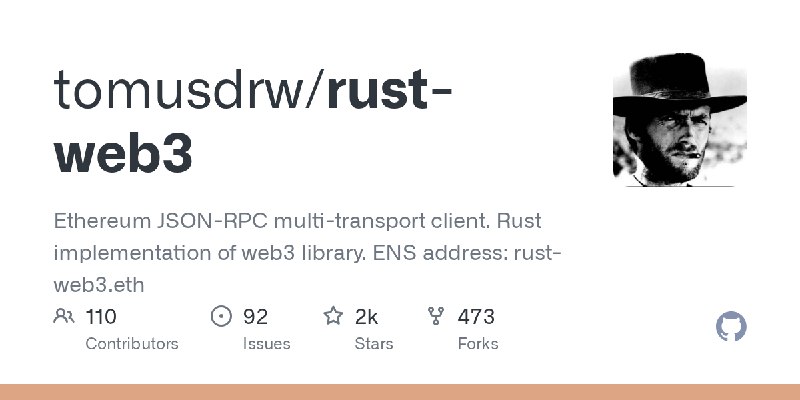 GitHub - tomusdrw/rust-web3: Ethereum JSON-RPC multi-transport client. Rust implementation of web3 library.  ENS address: rust…