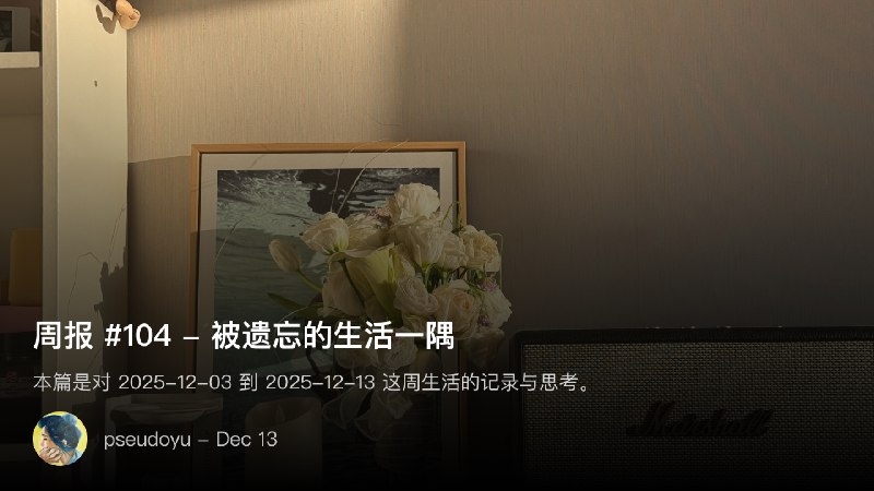 周报 #104 - 被遗忘的生活一隅
