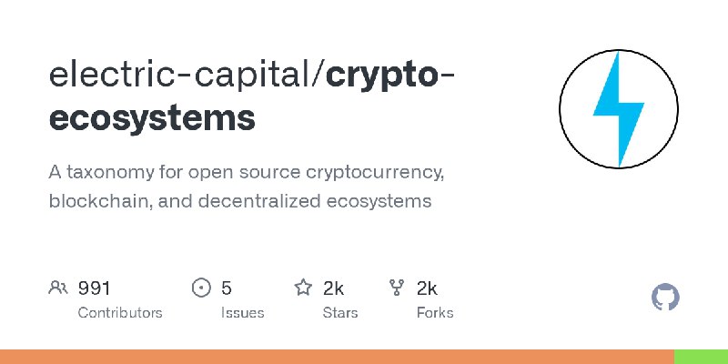 GitHub - electric-capital/crypto-ecosystems: A taxonomy for open source cryptocurrency, blockchain, and decentralized ecosystems
