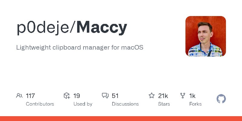 GitHub - p0deje/Maccy: Lightweight clipboard manager for macOS