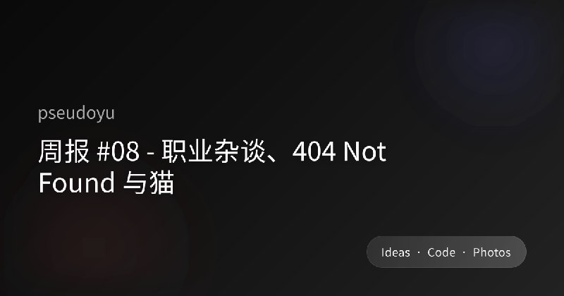 周报 #08 - 职业杂谈、404 Not Found 与猫