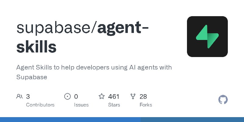GitHub - supabase/agent-skills: Agent Skills to help developers using AI agents with Supabase