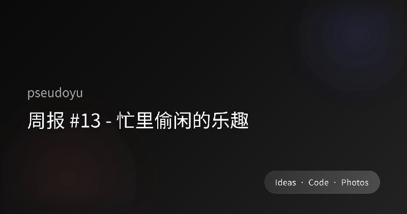周报 #13 - 忙里偷闲的乐趣