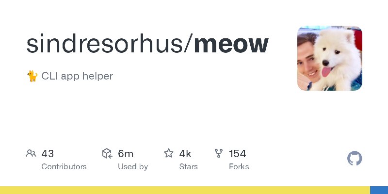GitHub - sindresorhus/meow: 🐈 CLI app helper