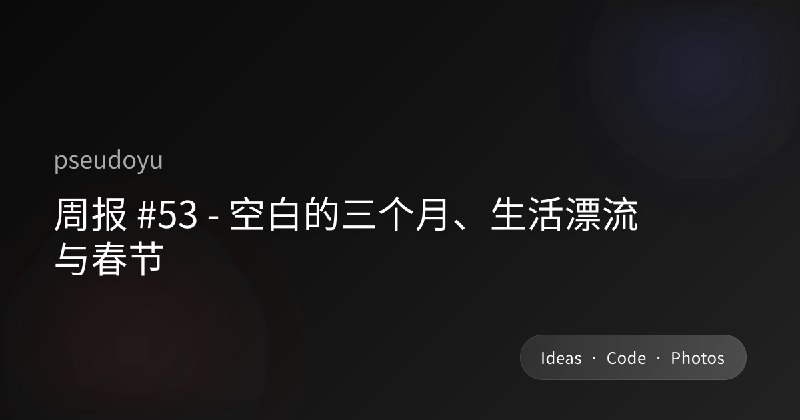 周报 #53 - 空白的三个月、生活漂流与春节
