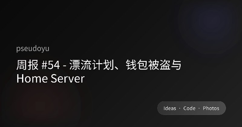周报 #54 - 漂流计划、钱包被盗与 Home Server