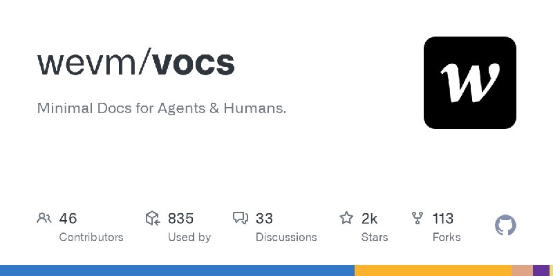 GitHub - wevm/vocs: Minimal Docs for Agents & Humans.