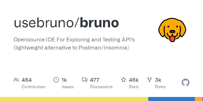GitHub - usebruno/bruno: Opensource IDE For Exploring and Testing API's (lightweight alternative to Postman/Insomnia)