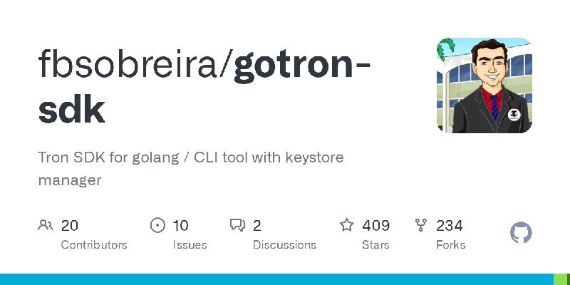 GitHub - fbsobreira/gotron-sdk: Tron SDK for golang / CLI tool with keystore manager