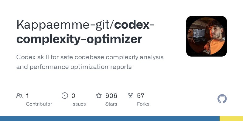GitHub - Kappaemme-git/codex-complexity-optimizer: Codex skill for safe codebase complexity analysis and performance optimization…
