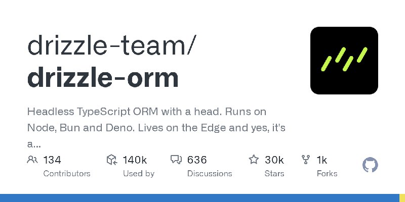 GitHub - drizzle-team/drizzle-orm: Headless TypeScript ORM with a head. Runs on Node, Bun and Deno. Lives on the Edge and yes,…