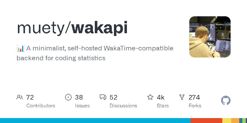 GitHub - muety/wakapi: 📊 A minimalist, self-hosted WakaTime-compatible backend for coding statistics