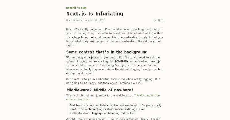 Next.js Is Infuriating - Dominik's Blog