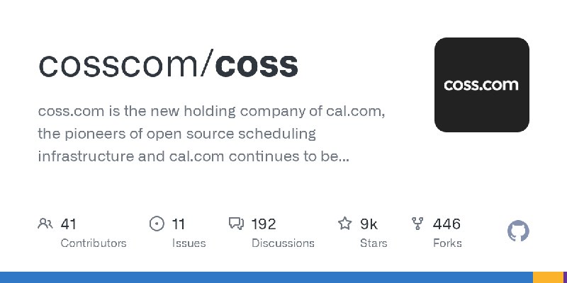 GitHub - cosscom/coss: coss.com is the new holding company of cal.com, the pioneers of open source scheduling infrastructure and…