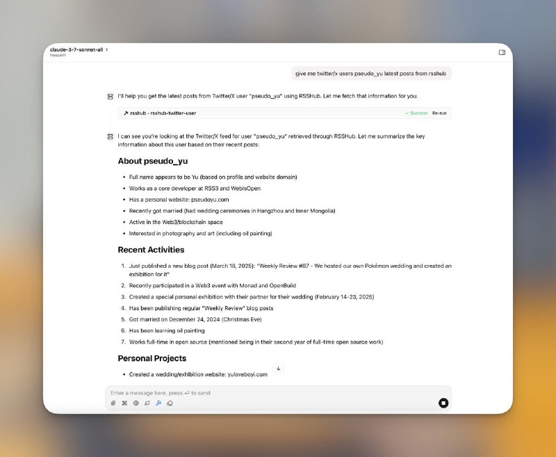 RSSHub + MCP Server + Chatwise = 🪄✨