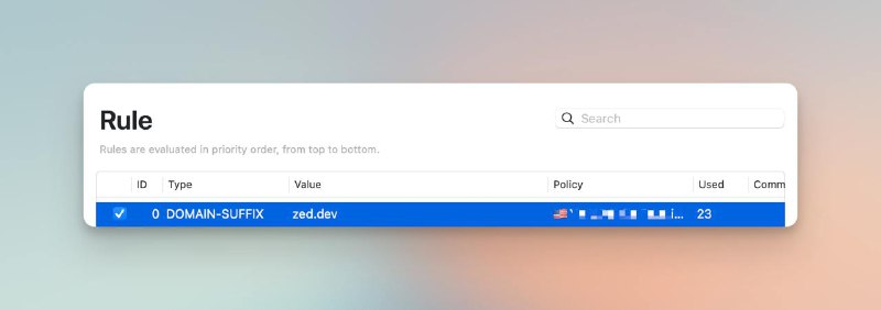 如果是 CN 环境下使用 Zed 的 LLM Model 会报一个：cloud language model completion failed with status 451 Unavailable For Legal Reasons: access to Anthropic models is not available in your region (CN)在代理软件里把 zed.dev 域名后缀分流到美国线路就可以了，比如在 Surge 里可以这样设置