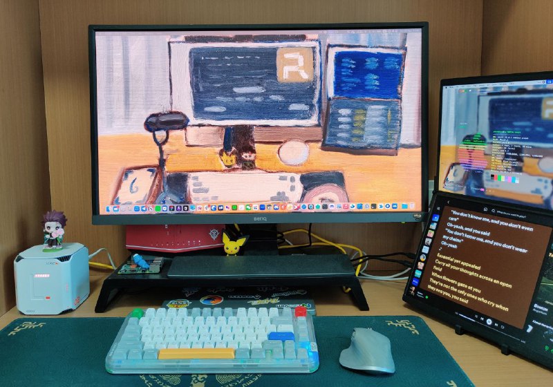 心心念的 NuPhy Kick75 到啦！！比想象得厚重一点，颜色很清新舒服，有回到小时候玩任天堂掌机的氛围，感觉打字都成了享受